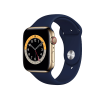 Refurbished Apple Watch Series 6 | 44mm | Stainless Steel Case Gold | Deep Navy Sport Band | GPS | WiFi + 4G