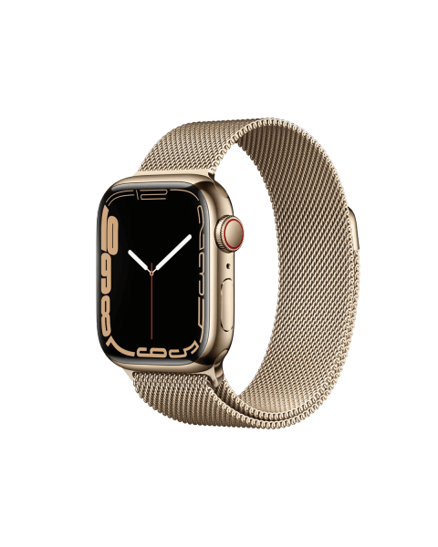 Refurbished Apple Watch Series 7 | 41mm | Stainless Steel Case Gold | Gold Milanese Strap | GPS | WiFi + 4G