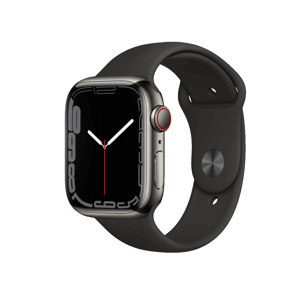 Refurbished Apple Watch Series 7 | 41mm | Stainless Steel Case Graphite | Black Sport Band | GPS | WiFi + 4G