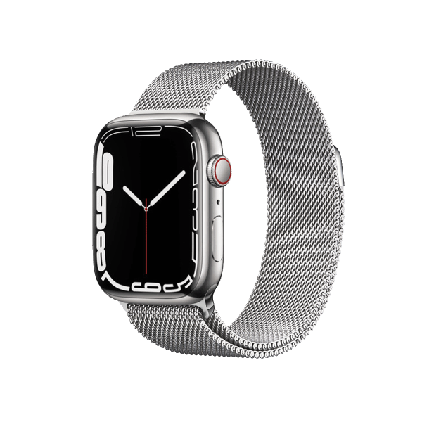 Refurbished Apple Watch Series 7 | 41mm | Stainless Steel Case Silver | Silver Milanese Strap | GPS | WiFi + 4G