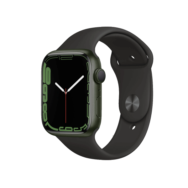 Refurbished Apple Watch Series 7 | 45mm | Aluminum Case Green | Black Sport Band | GPS | WiFi