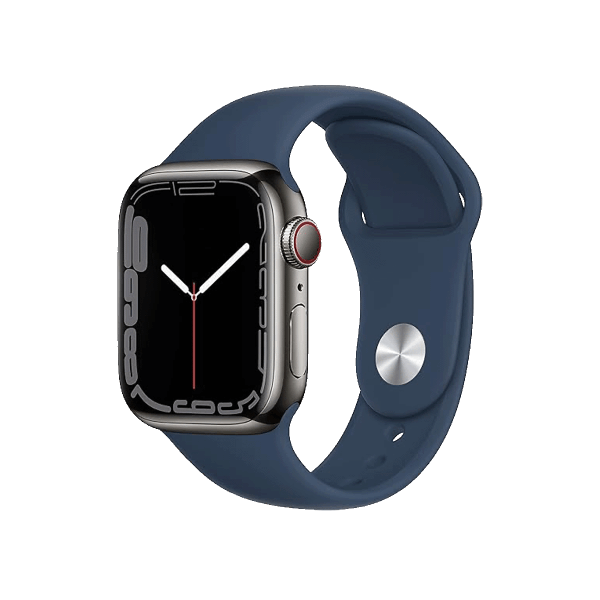 Refurbished Apple Watch Series 7 | 41mm | Stainless Steel Case Graphite | Abyss Blue Sport Band | GPS | WiFi + 4G