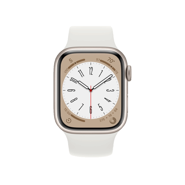 Refurbished Apple Watch Series 8 | 41mm | Aluminum Case Starlight White | White Sport Band | GPS | WiFi