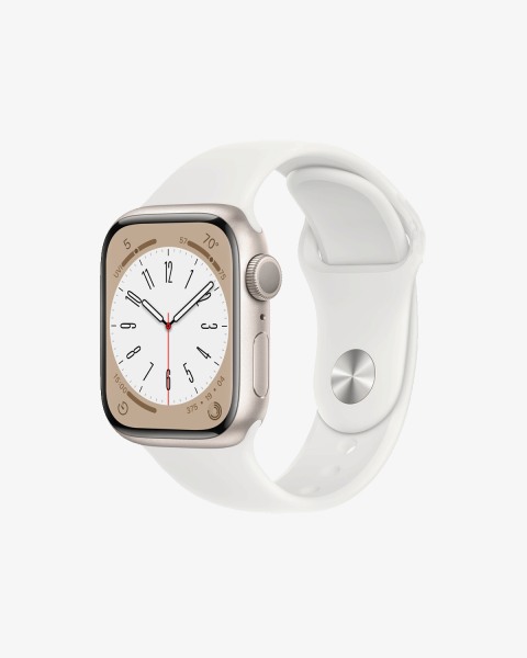 Refurbished Apple Watch Series 8 | 41mm | Aluminum Case Starlight White | White Sport Band | GPS | WiFi