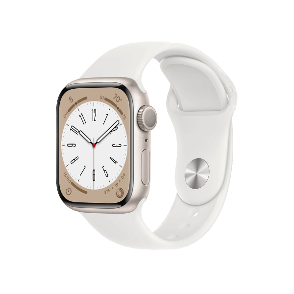 Refurbished Apple Watch Series 8 | 41mm | Aluminum Case Starlight White | White Sport Band | GPS | WiFi