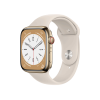 Refurbished Apple Watch Series 8 | 45mm | Stainless Steel Case Gold | Starlight White Sport Band | GPS | WiFi + 4G