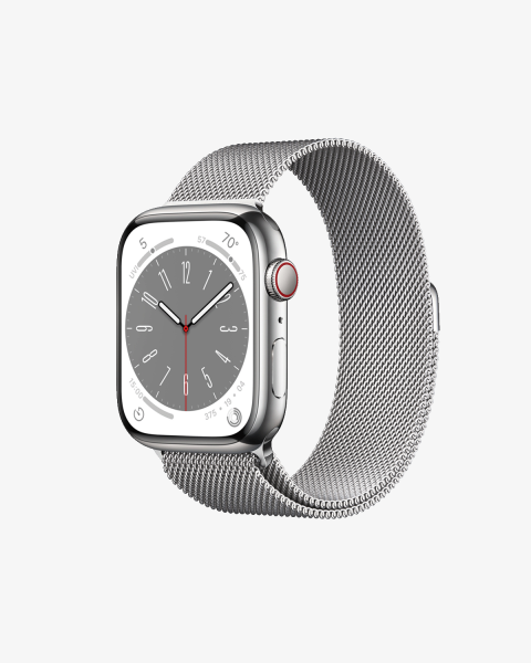 Refurbished Apple Watch Series 8 | 45mm | Stainless Steel Case Silver | Silver Milanese Strap | GPS | WiFi + 4G