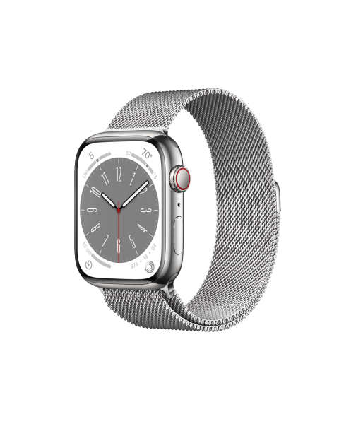 Refurbished Apple Watch Series 8 | 45mm | Stainless Steel Case Silver | Silver Milanese Strap | GPS | WiFi + 4G