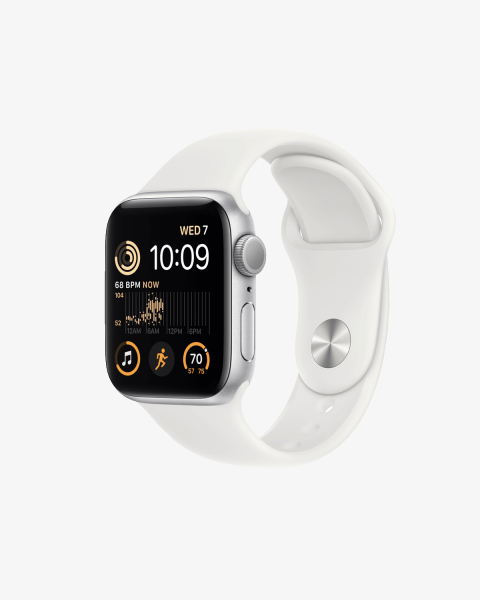 Refurbished Apple Watch Series SE 2022 | 40mm | Aluminum Case Silver | White Sport Band | GPS | WiFi