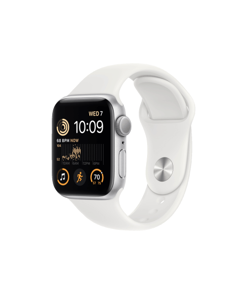 Refurbished Apple Watch Series SE 2022 | 40mm | Aluminum Case Silver | White Sport Band | GPS | WiFi + 4G