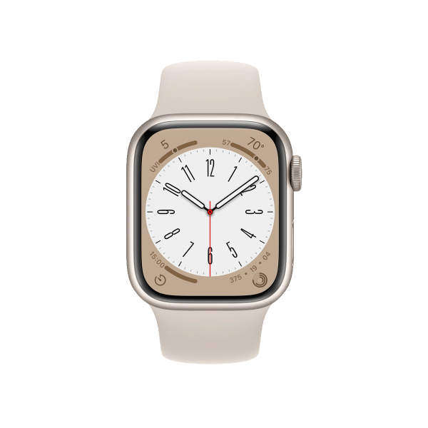 Refurbished Apple Watch Series 8 | 41mm | Aluminum Case Starlight White | Starlight White Sport Band | GPS | WiFi