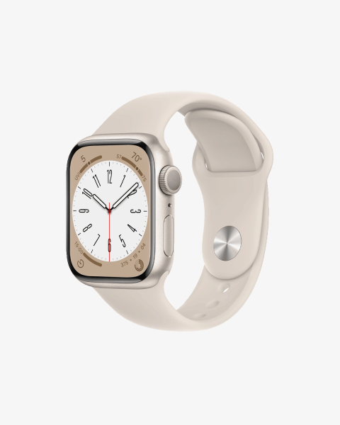 Refurbished Apple Watch Series 8 | 41mm | Aluminum Case Starlight White | Starlight White Sport Band | GPS | WiFi