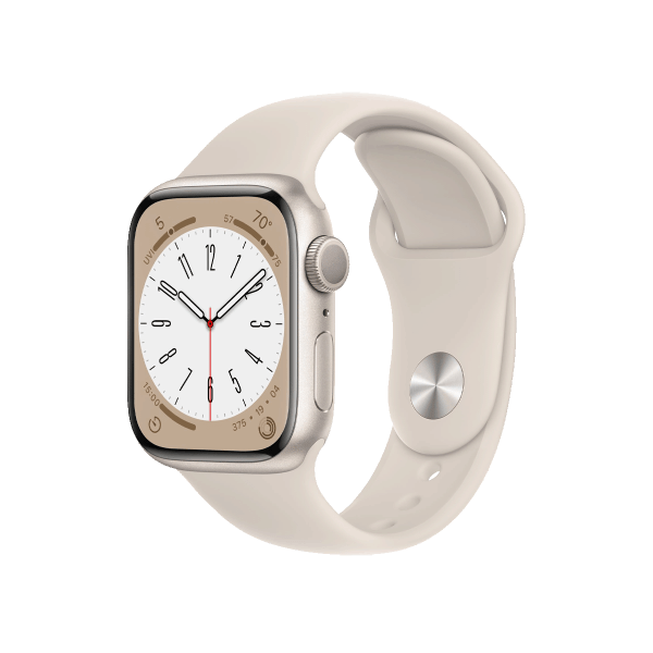 Refurbished Apple Watch Series 8 | 41mm | Aluminum Case Starlight White | Starlight White Sport Band | GPS | WiFi