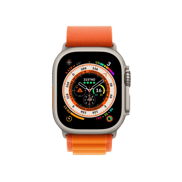 Refurbished Apple Watch Ultra | 49mm | Titanium Case | Orange Alpine Band | GPS | WiFi + 4G